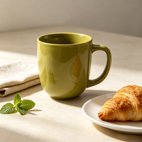Grande capacité, vert olive, style américain, réutilisable, passe au lave-vaisselle, rentrée scolaire, logo personnalisé, cadeau d'entreprise, céramique