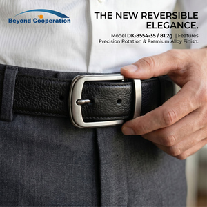 Cinturón Premium de 35 mm para <span class=keywords><strong>Hombre</strong></span>, Estilo Neutral, Fundición a Presión, Hebilla Reversible con Cierre Giratorio Cuadrado Negro, Personalizado OEM ODM - Product Image 2
