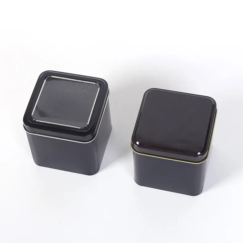 Hot Sale High Quality Chinese Luxury Black Gift Tin Box For Watch Packaging With Window Lip