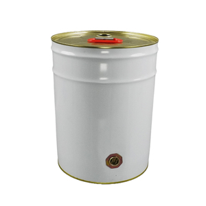 Seau en métal rond de 20 L (5 gallons) blanc vide d'usine avec couvercle fermé et poignée en plastique - Product Image 6