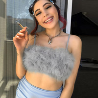<strong>Amazon</strong> Best <strong>Sell</strong> Womens Y2K Fashion Crop Vest Ladies Stretch Wrap Fur <strong>Top</strong>
