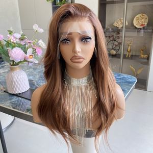 Perruque synthétique de haute qualité avec frontal pré-épilé, ondulée, résistante à la chaleur, en fibre, avec dentelle frontale 13x4 - Product Image 1