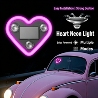 Lumières néon triangulaires sans fil à LED solaires pour automobile, en forme de cœur, sans câblage, pour la décoration intérieure du véhicule