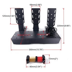 Pédale de simulation de jeu de course pour PC, capteur USB Hall, électronique, trois pédales, en alliage d'aluminium noir - Product Image 2