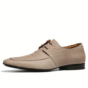 รองเท้าหนังผู้ชายแบบผูกเชือกทรง Derby หัวเหลี่ยม สไตล์ลำลองสำหรับธุรกิจ - Product Image 2