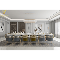 Ensemble de table à manger en marbre synthétique blanc nano italien pour 14 personnes, luxe avec 12 chaises