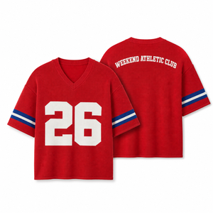 Maillot de football personnalisé en tricot, col en V, manches rayées, nom et numéro personnalisés, pull pour supporter sportif, jour de match - Product Image 4