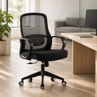 Chaise de bureau ergonomique contemporaine à dossier mi-haut, réglable en hauteur, avec support lombaire en maille, pour le bureau à domicile