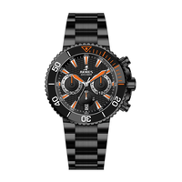 Jam Tangan Kasual Bisnis Fashion Baja Tahan Karat Dial Penunjuk Kronograf Kuarsa Pria 42.7Mm dengan Pengatur Waktu Kalender