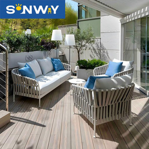 Outdoor Patio 4 Pieces Leisure Lounge Couch Set Furniture Modern <b>Waterproof</b> Woven Rope Garden Sectional Set - Product Image 5