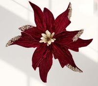 Fleurs de Noël artificielles écologiques modernes bordeaux, vente en gros directe d'usine, 31 cm, pour décorations de mariage