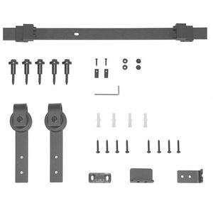 Kit de Rieles para Puerta Corredera RHETECH Negro Mate Satinado, Acero al Carbono, Fácil Instalación con Tornillos, Duradero, Moderno, para Baño - Product Image 3