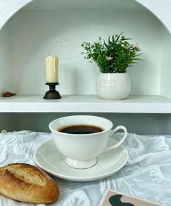 ชุดกาแฟเซรามิก BCeramic Bone China พร้อมจานรอง ลายเพ้นท์มือขอบทอง สไตล์อเมริกัน หรูหรา 220 มล. สำหรับงานแต่งงาน รับทำโลโก้ตามสั่ง - Product Image 3