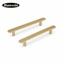 Pegangan Lemari Dapur Modern dari Pabrik OEM, Bahan Paduan Seng Warna Champagne Gold, Ukuran 128mm, untuk Kabinet, Laci, dan Perabot Lainnya