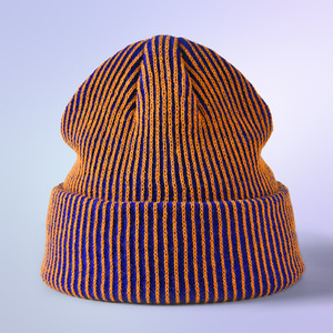 Xiangcheng Apparel Striped Knit Hat Autumn Winter Warm Windproof <b>Beanie</b> Men Unisex Fashionable Acrylic Fiber - Product Image 1