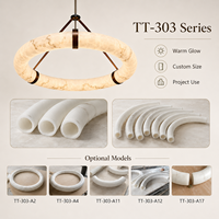 Lustre Moderne Translucide Blanc en Onyx Artificiel Décoratif, Anneau en Albâtre, Décoration Murale de Luxe pour la Maison, Découpable sur Mesure