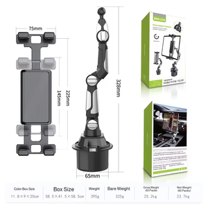 2026 Universal Car Cup Holder Dashboard Center Stack Tablet Phone Mount Mobile Phone Tablet <b>Computer</b> Bracket <b>Black</b> - Product Image 2