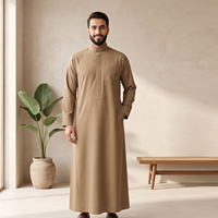 Thobe saoudien respirant en tissu texturé de haute qualité, vêtement islamique pour homme, léger, vêtements musulmans traditionnels