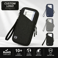Organisateur de voyage portable avec sécurité RFID, multi-poches, étui à passeport en tissu Oxford imperméable pour les voyages internationaux en famille