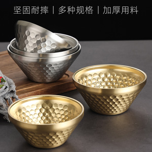 Stainless Steel Hammered Bowl 304 Double Walled Salad Dessert Serving Bowl Home Use - Product Image 5