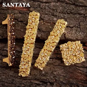 Châu Âu sang trọng đồng đồ nội thất xử lý Brass dát hoa thiết kế tủ rượu vang phần cứng kéo cho nhà bếp tủ quần áo tủ quần áo - Product Image 3