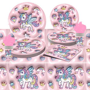 Juego <span class=keywords><strong>de</strong></span> Platos y Servilletas <span class=keywords><strong>de</strong></span> Papel con Diseño <span class=keywords><strong>de</strong></span> Unicornio 3D, Vajilla para Fiesta <span class=keywords><strong>de</strong></span> <span class=keywords><strong>Cumpleaños</strong></span> <span class=keywords><strong>Infantil</strong></span>, Tenedor, Cuchillo, Mantel para Decoración <span class=keywords><strong>de</strong></span> Niñas - Product Image 1