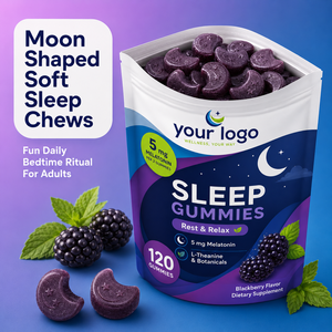 Gomitas para Dormir de Gran Capacidad ODM/OEM, Favorecen un Sueño Profundo y Reparador, Mezcla de Melatonina, L-Teanina y Plantas, 120 Gomitas de Mora para Dormir - Product Image 4
