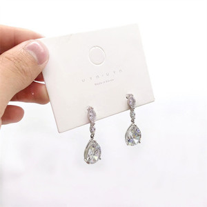 Zhenlu Jewelry Geometric Crystal <b>Earrings</b> With Zirconia Teardrop Design For Women Party <b>Stud</b> <b>Earrings</b> - Product Image 4