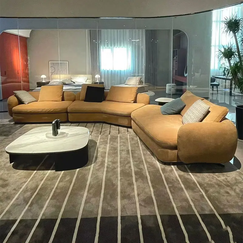 Foshan furniture italian fabric sofa or modern genuine leather sofa set for living room furniture Comfort Sofa Villa