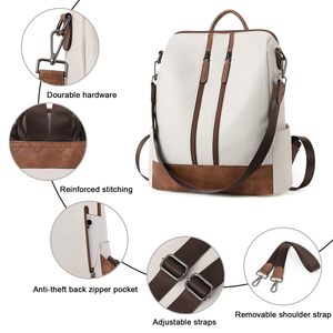 Ottimo miglior lusso <span class=keywords><strong>bianco</strong></span> e marrone in pelle da viaggio Edc zaino da giorno per donne adulte <span class=keywords><strong>donna</strong></span> <span class=keywords><strong>donna</strong></span> - Product Image 5