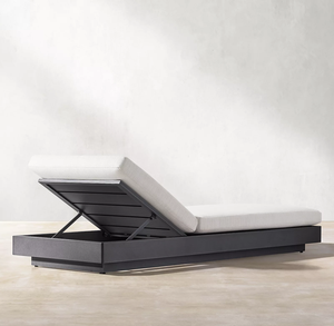 Chaise longue d'extérieur en aluminium personnalisable, noir, jaune, blanc, gris, pour plage, hôtel, villa, cour, style moderne, OEM - Product Image 6