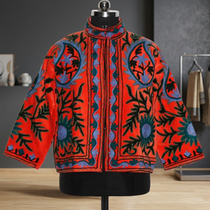Vêtement d'hiver, broderie Suzani, velours bohème, veste de créateur de haute qualité, nouvelle collection, design floral fait main, unisexe, décontracté - Product Image 4