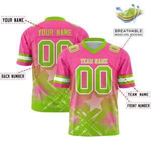 Maillot de football américain personnalisé rose néon vert dégradé avec étoiles - Product Image 2