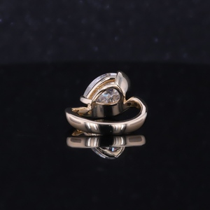 Moissanite <b>Ring</b> 10k Yellow Gold 7*10mm Pear Cut <b>Pinky</b> <b>Ring</b> Engagement <b>Rings</b> - Product Image 5