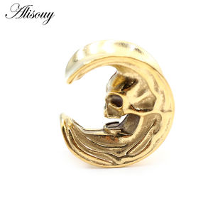 Alisouy 1PC Alliage moulé Plug Tunnel Expander Gauges Boucles d'oreilles <span class=keywords><strong>de</strong></span> style punk tête <span class=keywords><strong>de</strong></span> <span class=keywords><strong>mort</strong></span> fantôme lune pour piercing, cadeau <span class=keywords><strong>de</strong></span> mariage - Product Image 6
