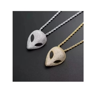 Collier pendentif masque extraterrestre en chaîne à maillons en titane, micro-incrustation de zircon, style hip-hop, bijoux unisexe pour fêtes et scènes