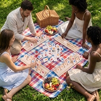 Juego de Dominó y Rummy para 4 Personas, Juguete Educativo, Juego de Mesa Interactivo para Niños y Padres, Material de Melamina