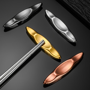 ที่วางตะเกียบสแตนเลสสีทองเงินรูปใบไม้สำหรับโรงแรม ที่วางช้อนตะเกียบ - Product Image 4