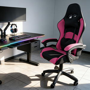 2026 Yeni Oyuncu Koltuğu Deri Yüksek Silla Gamer Koltukları Yumuşak Döner Kadın Pembe Oyuncu Koltuğu - Product Image 2