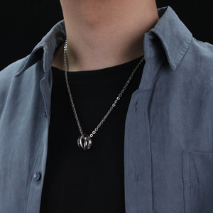 Bijoux <span class=keywords><strong>de</strong></span> mode Homme Femme Double Anneaux En Acier Inoxydable Zircon Pendentif Colliers pour Peau Sensible Chaîne Collier - Product Image 4