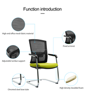Chaise de visite à base chromée pour ordinateur avec support lombaire réglable chaise en maille
