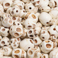 Perles en vrac en howlite blanche en forme de tête de crâne, perles squelette sculptées pré-percées, pour la fabrication de bijoux gothiques d'Halloween, vente en gros en vrac