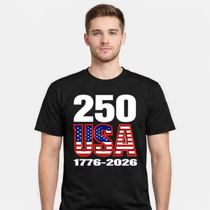 <span class=keywords><strong>T</strong></span>-<span class=keywords><strong>Shirt</strong></span> con Grafica della Bandiera per il 250° Anniversario dell'America, Maglietta Culturale USA Personalizzata 100% Cotone con Stampa a Trasferimento Termico, Manica Corta - Product Image 3