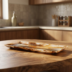 Bandeja Rectangular de Resina con Aspecto de Mármol, Plato Duradero de Diseño Minimalista para Uso en la Cocina, Plato Hecho a Mano para Aperitivos de Fiesta - Product Image 1