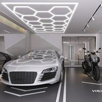 Lampu LED Heksagonal Lumens Tinggi dengan Bingkai untuk Showroom Mobil, Garasi, Bengkel Honeycomb, Lampu LED Detailing