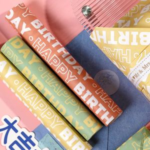 Papel de Regalo de Cumpleaños de Macaron Colorido Desechable al por Mayor, Rollo de Papel de Arte de 80 g/m², 43*300 cm, Embalaje de Regalo Personalizado de Lujo - Product Image 1