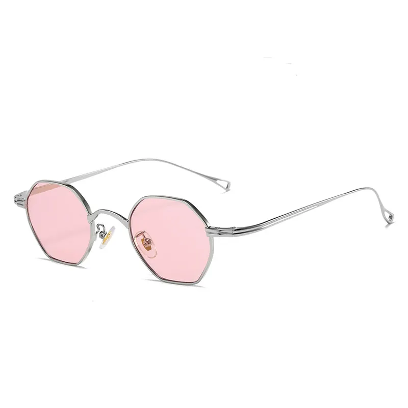 KD152-gafas de sol de metal para hombre y mujer, anteojos de sol pequeños, polígono, a la moda, anti-uv, decoración de conducción