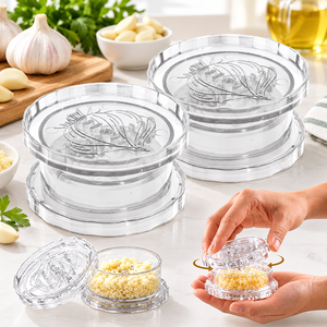 Presse-ail manuel transparent en plastique, hachoir et <span class=keywords><strong>broyeur</strong></span> d'ail rotatif - Product Image 1
