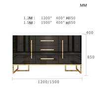 Buffet moderne de luxe avec base dorée et plateau en marbre, ensemble de meubles de salle à manger pour salon ou hôtel