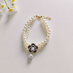 Pet Dog Cat Princess Double-Layer Vintage <b>Flower</b> Pearl Necklace Necklace <b>Sweet</b> Teddy Bichon Yorkshire - Product Image 3
